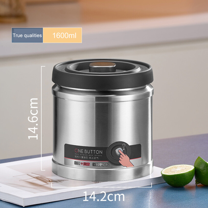 Vacuum Coffee Beans Storage Bottles Stainless Steel 750/1100/1600ML Creative Sealed Tank Food Grains Container Tea